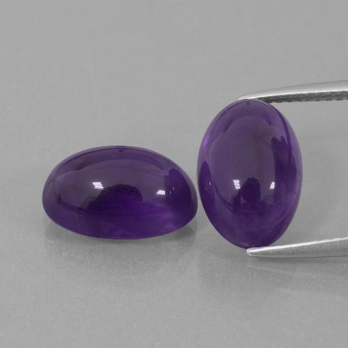 2 Stück/Paar Oval Amethyst in Größe 12,2 x 8mm, Gewicht 8,29 ct gesamt / durchschnittl. 4,15 ct, Mittelviolett in Transparent Reinheit, Garantiert natürliche Edelsteine, Mohs-Härte 7 Geeignet für den täglichen Gebrauch im Schmuck, Jahr des Drachen-Edelsteins, Photo A