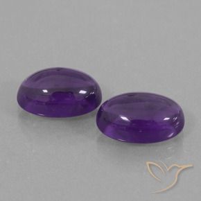 7.54 ctw Violet Amethyst Stones, Natural Amethyst in Oval Cabochon Shape for Sale