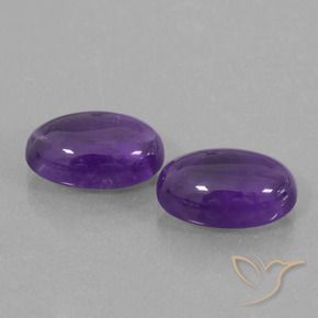 7.09 ctw Violet Amethyst Stones, Natural Amethyst in Oval Cabochon Shape for Sale
