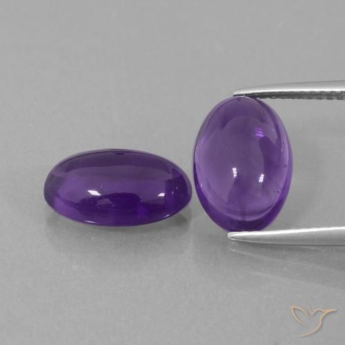 6.37 ct Oval Cabochon Amethyst, 12.2 x 8 mm From Brazil, Photo A