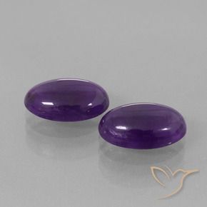 5.71 ctw Violet Amethyst Stones, Natural Amethyst in Oval Cabochon Shape for Sale