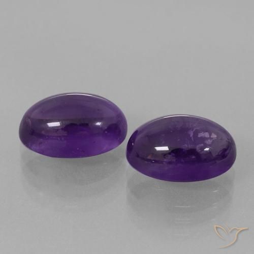 8.58 ctw Violet Amethyst Stones, Natural Amethyst in Oval Cabochon Shape for Sale