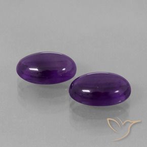6.49 ctw Violet Amethyst Stones, Natural Amethyst in Oval Cabochon Shape for Sale