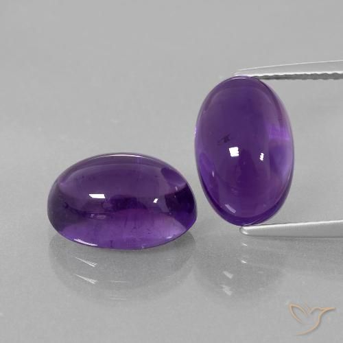 8.85 ct Oval Cabochon Amethyst, 12 x 8 mm From Brazil, Photo A