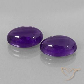 6.81 ctw Violet Amethyst Stones, Natural Amethyst in Oval Cabochon Shape for Sale