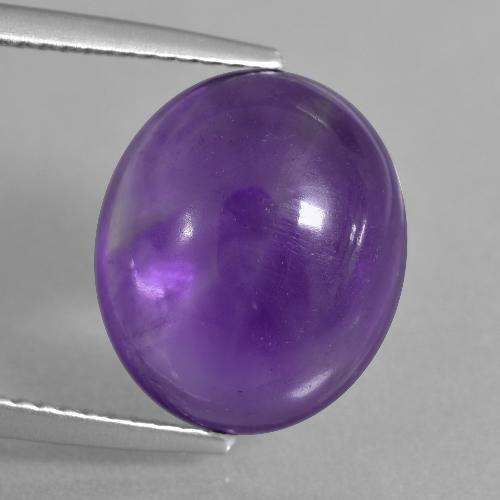 13.9 x 11.7mm Oval Cabochon Violet Amethyst from Brazil, Weight of 7.61ct, Natural untreated gemstone in Transparent Clarity, 1pc Amethyst - the Color is Medium Violet, Mohs Hardness of 7 suitable for daily wear jewelry, Year of the Dragon Gemstone, Photo A