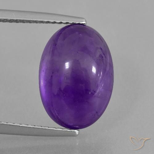 13.9 x 9.9mm Oval Violet Amethyst from Brazil, Weight of 7.13ct, Natural untreated Gemstone in Transparent Clarity, 1pc Oval Cabochon Amethyst - Color: Medium Violet, Mohs Hardness of 7 suitable for daily wear jewelry, Stone of the Mind, Photo A
