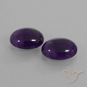 6.01 ctw Violet Amethyst Stones, Natural Amethyst in Oval Cabochon Shape for Sale
