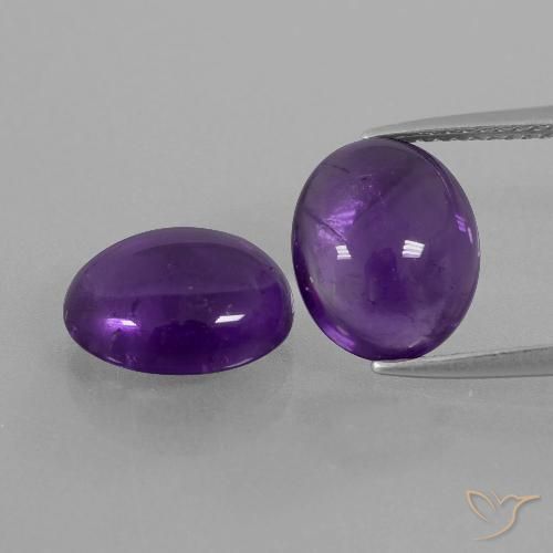 Paire d'améthyste Ovale 11 x 9mm assorties - Poids total 6,62 ct / moyenne 3,31 ct chacune, couleur Violet moyen et pureté Transparent, pierre gemme naturelle Non traité, dureté de Mohs 7 convient aux bijoux de tous les jours, pierre de sagesse, Mercredi Gemme, Photo A