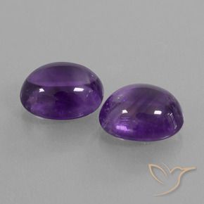 7.69 ctw Violet Amethyst Stones, Natural Amethyst in Oval Cabochon Shape for Sale