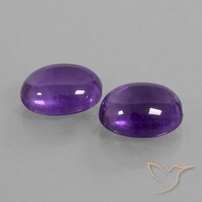 7.01 ctw Violet Amethyst Stones, Natural Amethyst in Oval Cabochon Shape for Sale