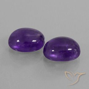7.69 ctw Violet Amethyst Stones, Natural Amethyst in Oval Cabochon Shape for Sale
