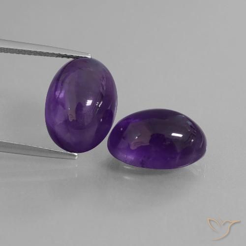 Medium Violet Amethyst Gem - 6.8ct Oval Cabochon (ID: 409443)