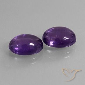 6.73 ctw Violet Amethyst Stones, Natural Amethyst in Oval Cabochon Shape for Sale