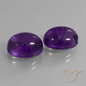 8.83 ctw Violet Amethyst Stones, Natural Amethyst in Oval Cabochon Shape for Sale