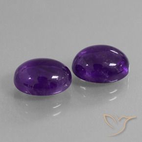 8.01 ctw Violet Amethyst Stones, Natural Amethyst in Oval Cabochon Shape for Sale