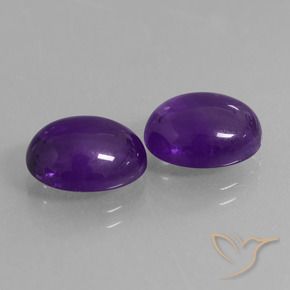 7.48 ctw Violet Amethyst Stones, Natural Amethyst in Oval Cabochon Shape for Sale