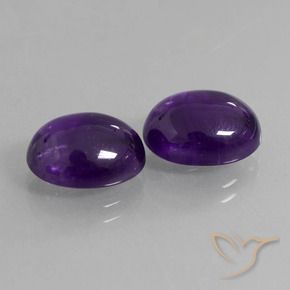 7.63 ctw Violet Amethyst Stones, Natural Amethyst in Oval Cabochon Shape for Sale
