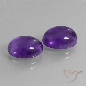 7.61 ctw Violet Amethyst Stones, Natural Amethyst in Oval Cabochon Shape for Sale