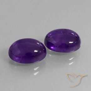 7.89 ctw Violet Amethyst Stones, Natural Amethyst in Oval Cabochon Shape for Sale