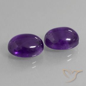 8.08 ctw Violet Amethyst Stones, Natural Amethyst in Oval Cabochon Shape for Sale