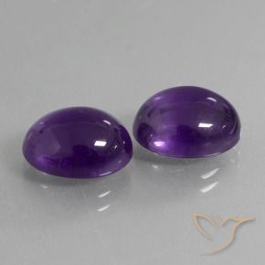 7.99 ctw Violet Amethyst Stones, Natural Amethyst in Oval Cabochon Shape for Sale