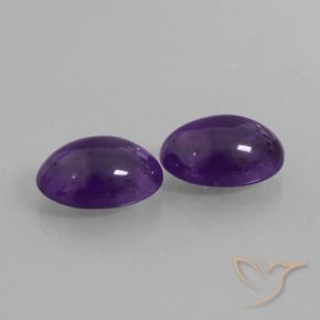 12.30 ctw Violet Amethyst Stones, Natural Amethyst in Oval Cabochon Shape for Sale