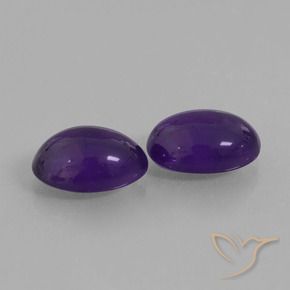 12.02 ctw Violet Amethyst Stones, Natural Amethyst in Oval Cabochon Shape for Sale