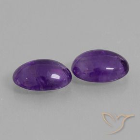 10.95 ctw Violet Amethyst Stones, Natural Amethyst in Oval Cabochon Shape for Sale