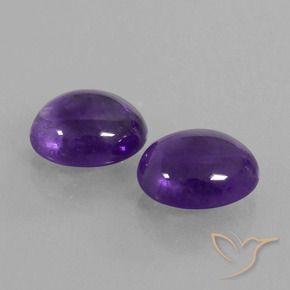 6.42 ctw Violet Amethyst Stones, Natural Amethyst in Oval Cabochon Shape for Sale