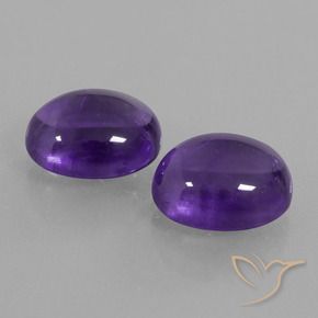 7.85 ctw Violet Amethyst Stones, Natural Amethyst in Oval Cabochon Shape for Sale