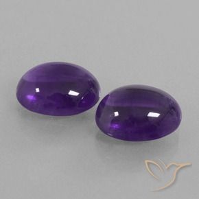 6.89 ctw Violet Amethyst Stones, Natural Amethyst in Oval Cabochon Shape for Sale