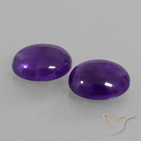 6.29 ctw Violet Amethyst Stones, Natural Amethyst in Oval Cabochon Shape for Sale