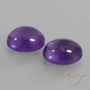 7.53 ctw Violet Amethyst Stones, Natural Amethyst in Oval Cabochon Shape for Sale