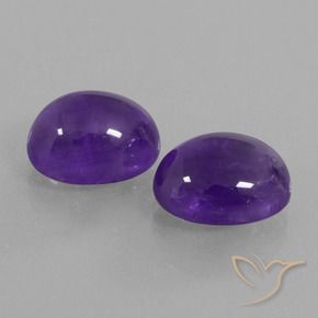 7.95 ctw Violet Amethyst Stones, Natural Amethyst in Oval Cabochon Shape for Sale