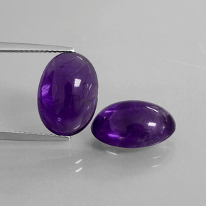 Темно-фиолетовый Аметист Камень - 5.7ct Овал Кабошон (ID: 409743)