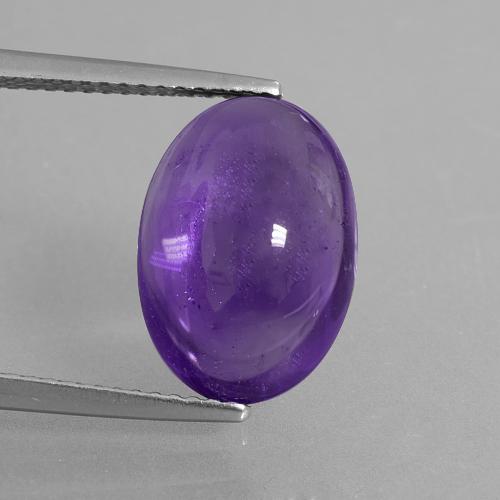 14.2 x 9.9mm Oval Cabochon Violet Amethyst from Brazil, Weight of 5.79ct, Natural untreated Gemstone in Transparent Clarity, 1pc Amethyst - Color: Medium Violet, Mohs Hardness of 7 suitable for daily wear jewelry, Wednesday Gemstone, Photo A