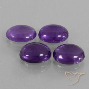 8.83 ctw Violet Amethyst Stones, Natural Amethyst in Oval Cabochon Shape for Sale