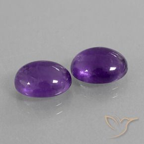 4.97 ctw Violet Amethyst Stones, Natural Amethyst in Oval Cabochon Shape for Sale
