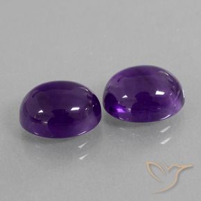 6.14 ctw Violet Amethyst Stones, Natural Amethyst in Oval Cabochon Shape for Sale