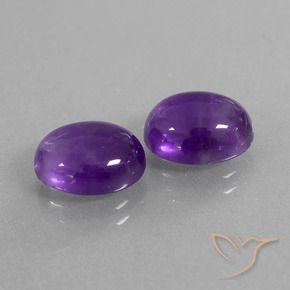 5.65 ctw Violet Amethyst Stones, Natural Amethyst in Oval Cabochon Shape for Sale