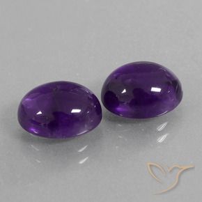 6.09 ctw Violet Amethyst Stones, Natural Amethyst in Oval Cabochon Shape for Sale