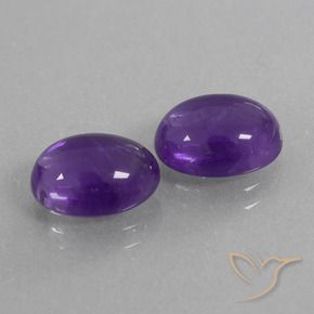 5.36 ctw Violet Amethyst Stones, Natural Amethyst in Oval Cabochon Shape for Sale