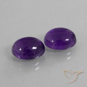 5.95 ctw Violet Amethyst Stones, Natural Amethyst in Oval Cabochon Shape for Sale