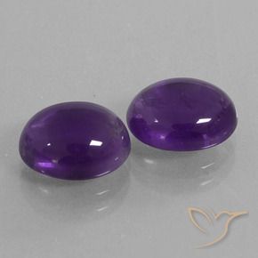 5.55 ctw Violet Amethyst Stones, Natural Amethyst in Oval Cabochon Shape for Sale
