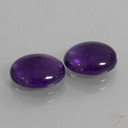 4.10 ctw Violet Amethyst Stones, Natural Amethyst in Oval Cabochon Shape for Sale