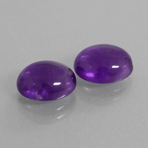 5.38 ctw Violet Amethyst Stones, Natural Amethyst in Oval Cabochon Shape for Sale