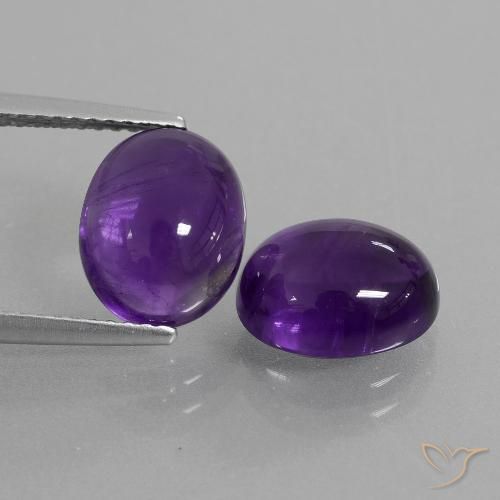 5.58 ct Oval Cabochon Amethyst, 10 x 8.1 mm From Brazil, Photo A