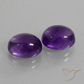6.51 ctw Violet Amethyst Stones, Natural Amethyst in Oval Cabochon Shape for Sale