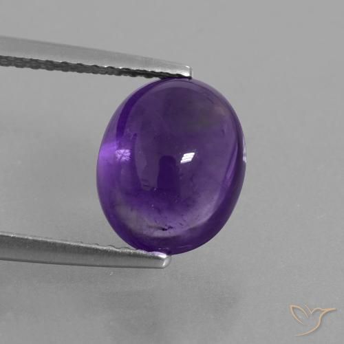 3.29 ct Violet Amethyst Gemstone, Amethyst Gem in Oval Cabochon Shape for Sale.